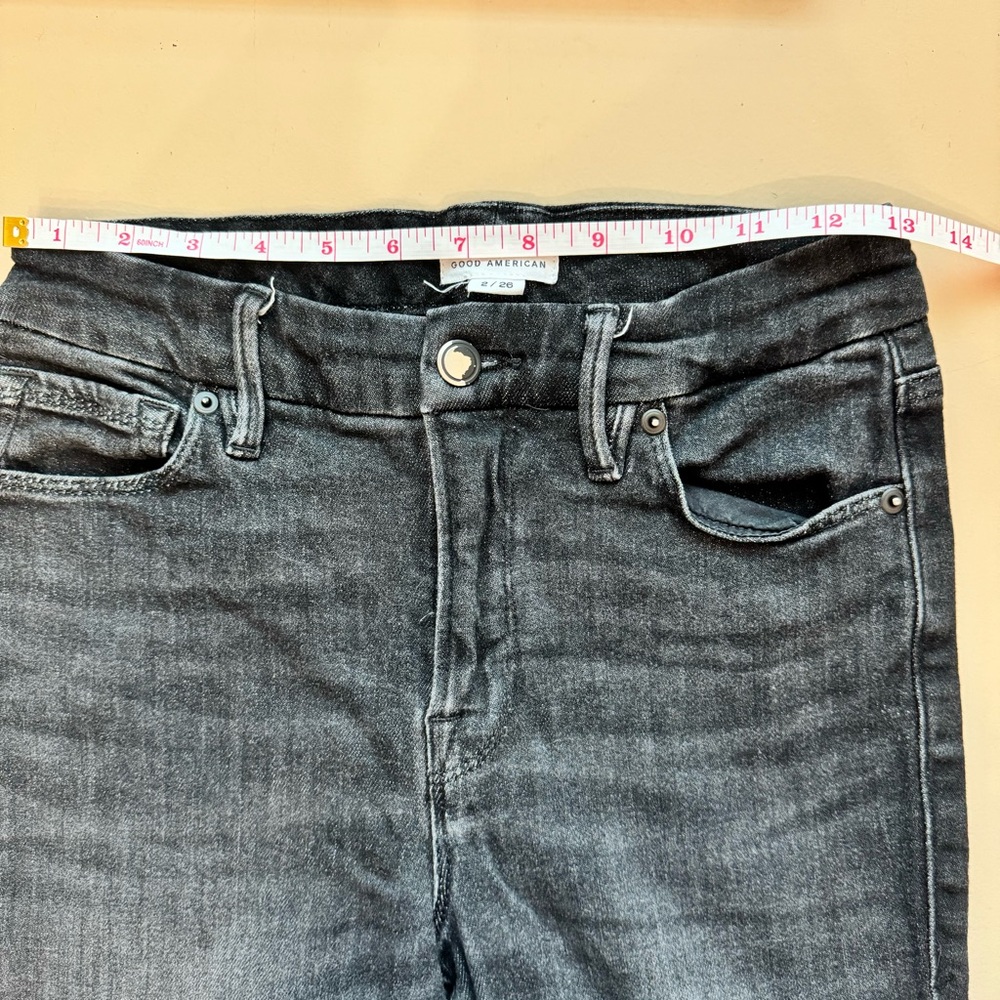 Good American Good Legs Straight Leg Split Pocket Denim Jeans Size 2/26 Black - Picture 12 of 14